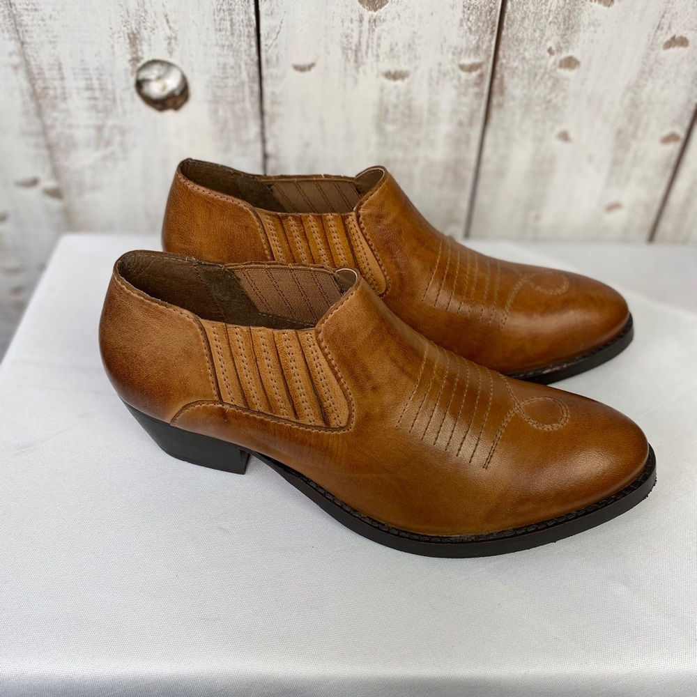 Skechers Womens Leather Tan Ankle Boots Sz 8.5